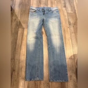 Diesel Men's 32x32 wash 0827f Faded Blue Straight Jeans